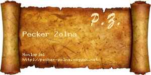 Pecker Zolna névjegykártya